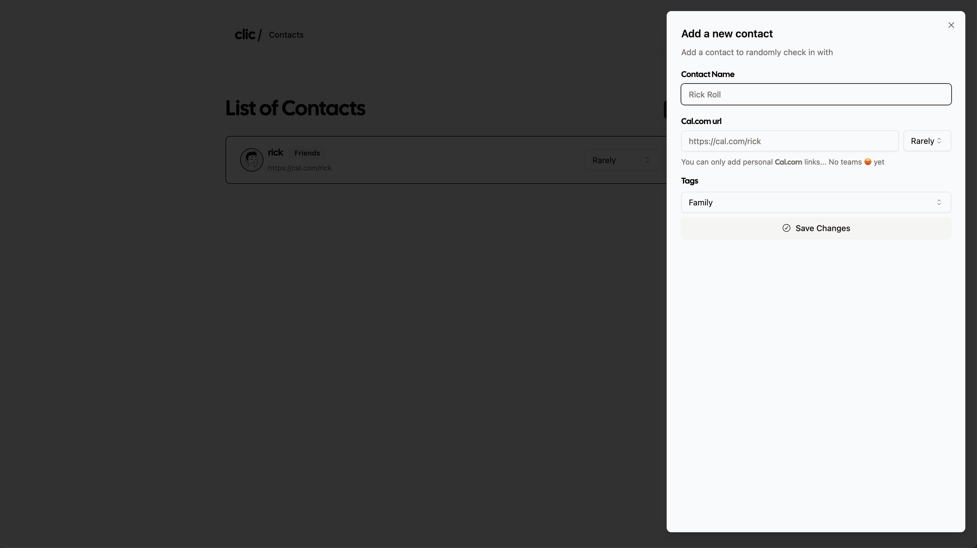 Screenshot of app Clic